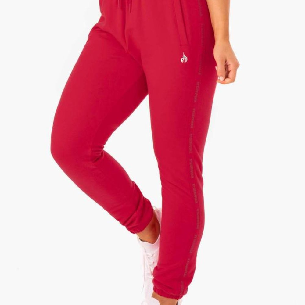Base High Waisted Track Pants - Cherry Red - S - Picture 3 of 6